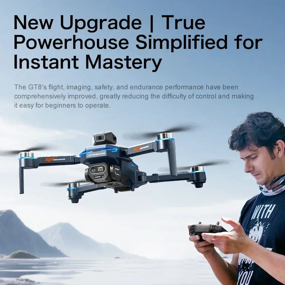 Drone 4K HD GT8 Camera Obstacle Avoidance Aerial Photography Brushless Drone with Screen Foldable RC Drone Quadcopter RTF