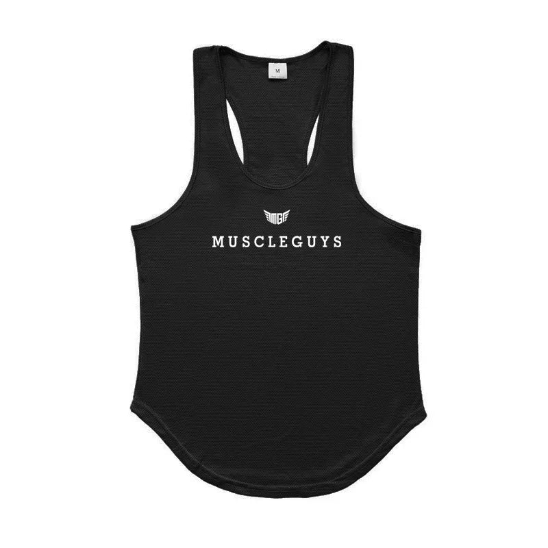 Hot Sale Mens Printed Tank Tops Mesh Breathable Quick Dry Cool Vests Running Shirts Gym Bodybuilding Fitness Sleeveless Singlets