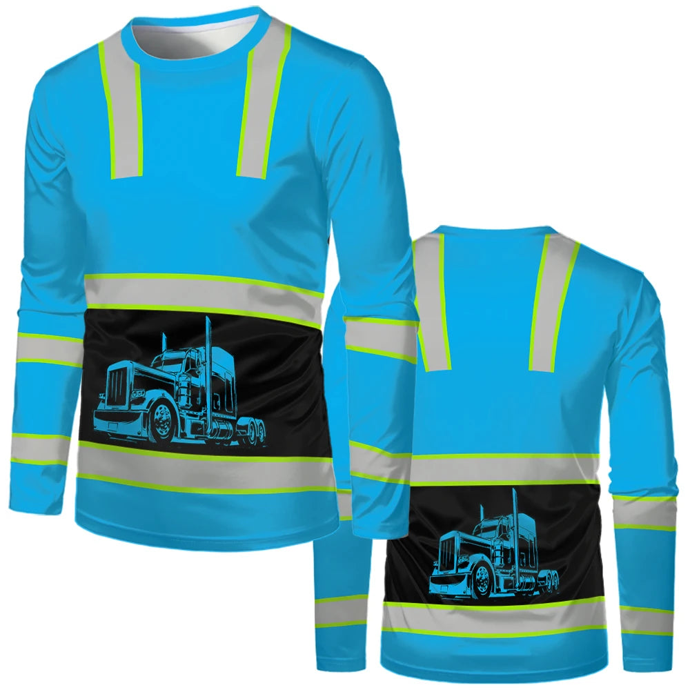 Construction Workers Uniforms Men's T-shirt Loose Casual Classic O Neck Long-sleeve Tops Comfortable And Breathable Work Clothes
