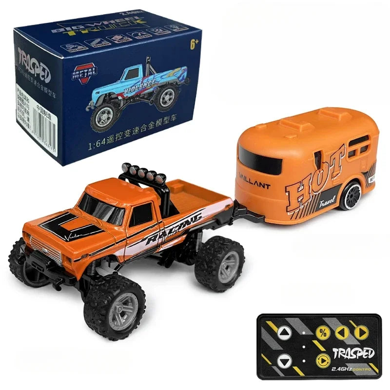 RC Off-Road Monster Truck 1/64 Remote Control Mini Climbing Car, Alloy Material, 2.4G Remote Control Electric Off-Road Vehicle.