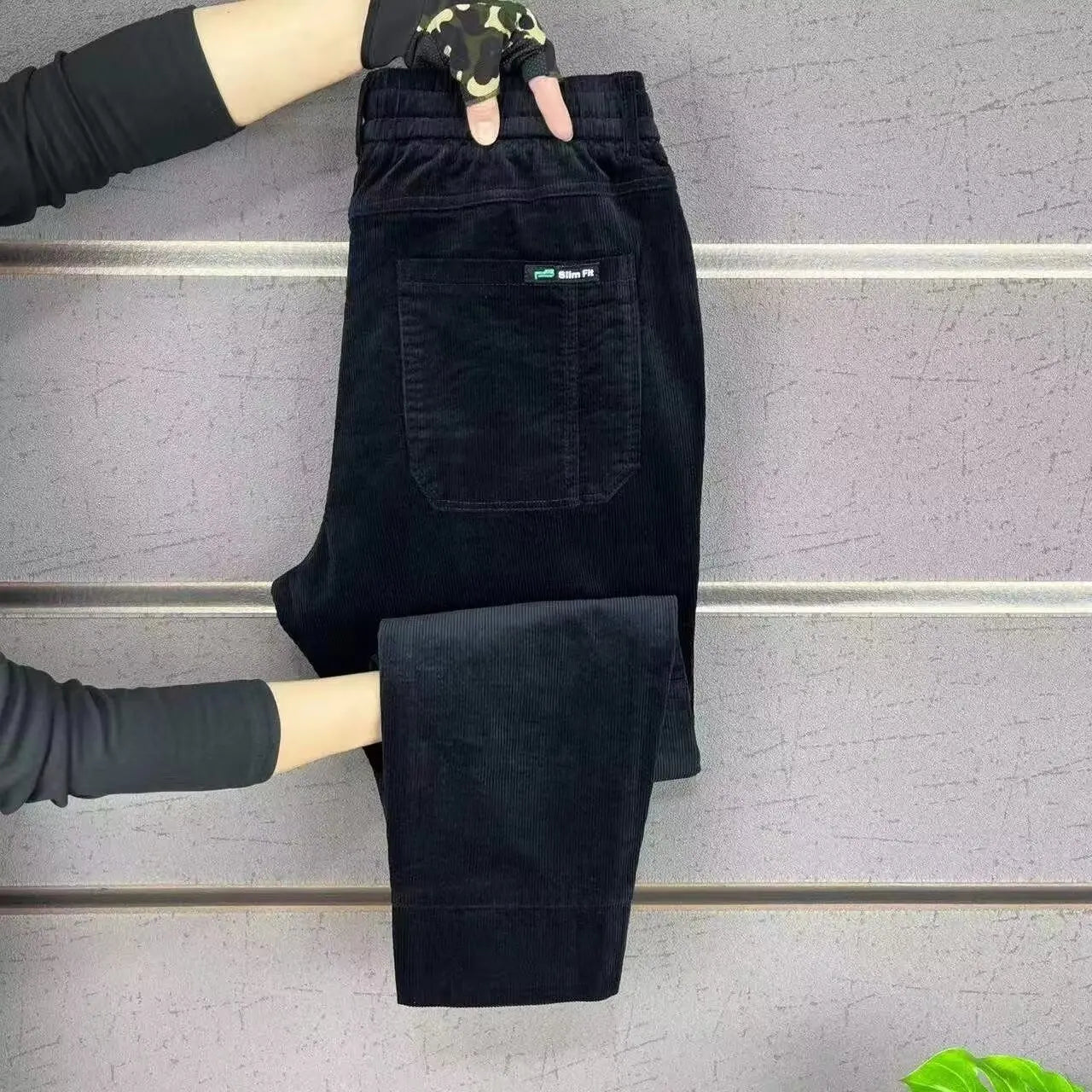 Corduroy Cargo Trousers Men's Simple Loose American Retro Casual Elastic Autumn Winter Business Classic Male Trousers