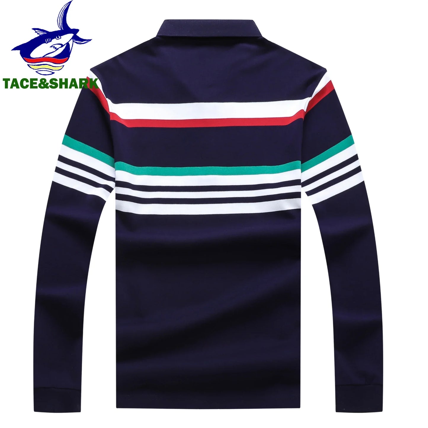 TACE&SHARK High Quality Men's Long Sleeve Striped Polo Shirt for Autumn Casualwear Breathable Casual Top