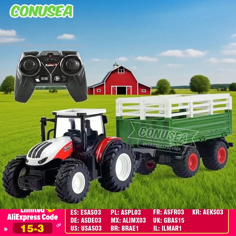 Remote Control Tractor RC Farm Truck Car Trailer 2.4G Farming Simulator Truck Miniature Farm Vehicle Toys Model Children Boy