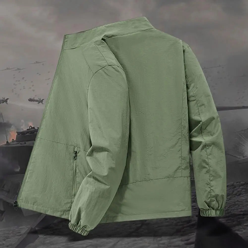 Summer Jackets Men Windbreaker Coats Sports Sunscreen Clothing Men Ultrathin Fishing Wearing Man Stand Collar Zip Up Coats