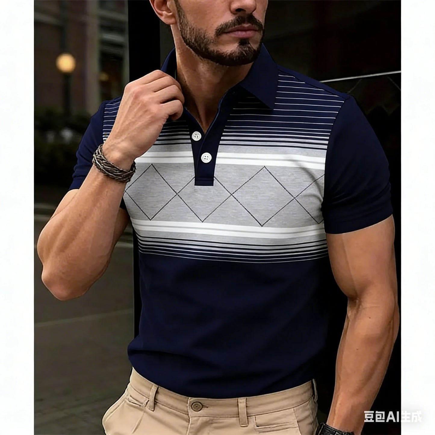 Summer Men's Clothes Short Sleeves Fashionable Different Colors Matching Comfortable Daily Wear 100%Polyester Casual