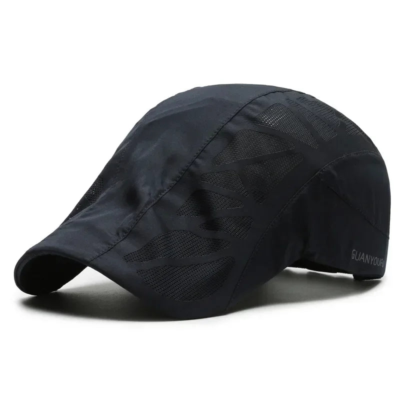 Summer Sports Mens Sun Hats Breathable Mesh Quick-drying Visor Caps Outdoor Gorro Hombre Boina Golf Hat Fashion Solid Flat Cap