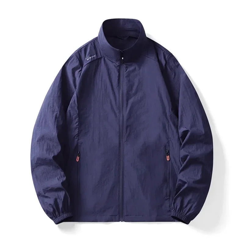 Summer Men's Lightweight Skin Coat Sun Protection Long Sleeve Jacket Stand Collar Camping Hiking Outdoor Streetwear