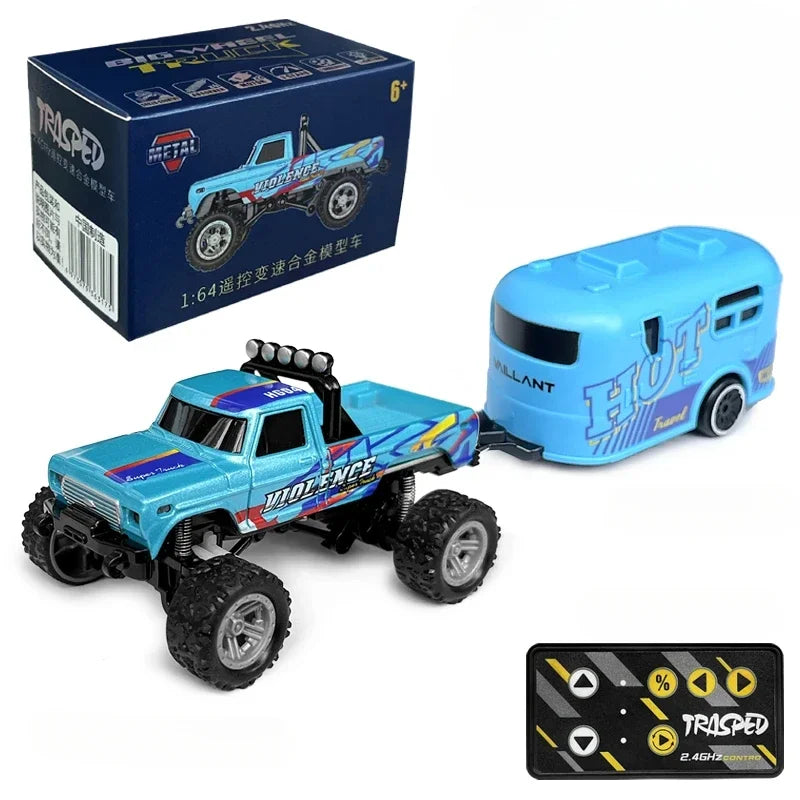 RC Off-Road Monster Truck 1/64 Remote Control Mini Climbing Car, Alloy Material, 2.4G Remote Control Electric Off-Road Vehicle.