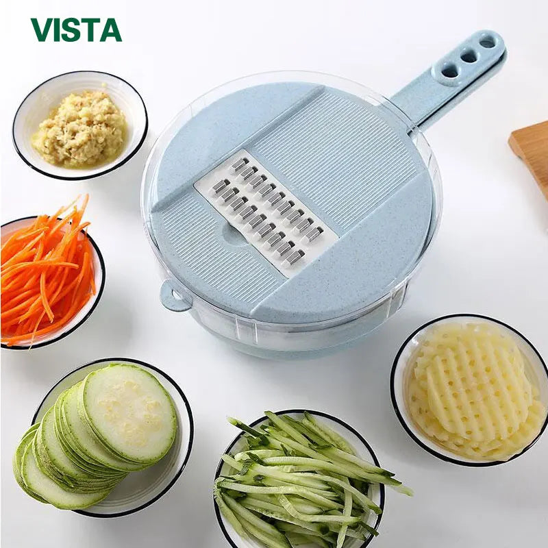Multifunctional Vegetable Chopper & Grater – 7-Blade Kitchen Slicer Set