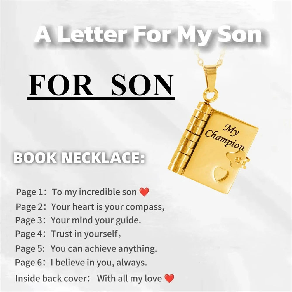 Mother’s Day Gift Best Mom Ever Book Necklace Stainless Steel Engraved Book Locket Necklaces Women Daughter Present for Mom