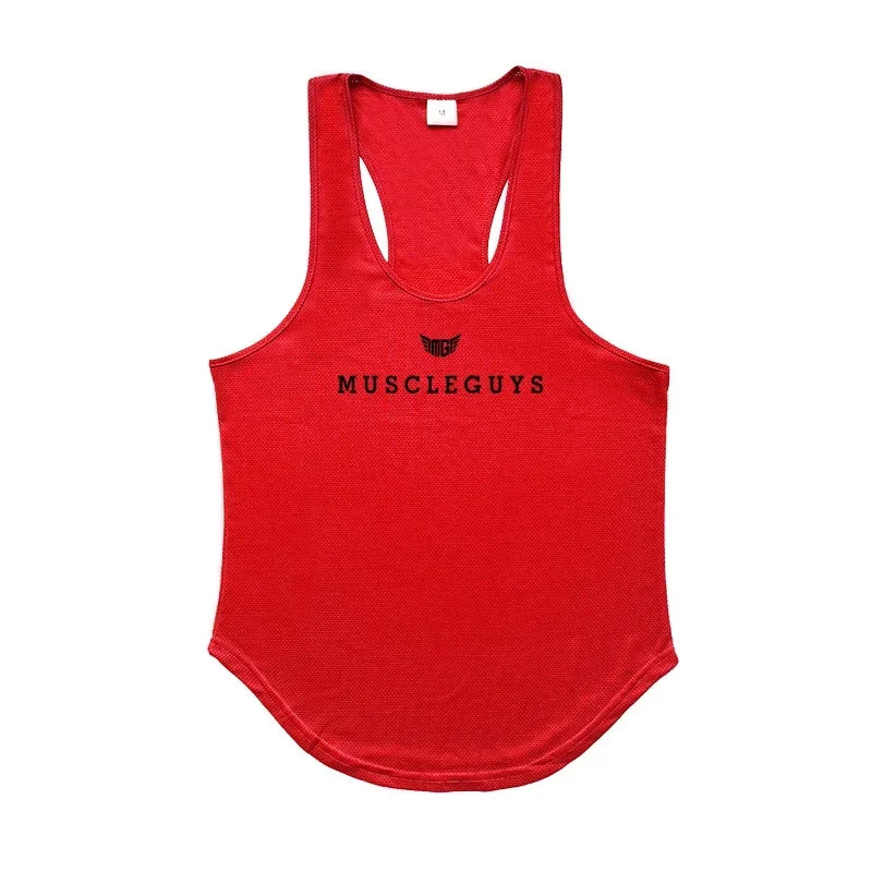 Hot Sale Mens Printed Tank Tops Mesh Breathable Quick Dry Cool Vests Running Shirts Gym Bodybuilding Fitness Sleeveless Singlets