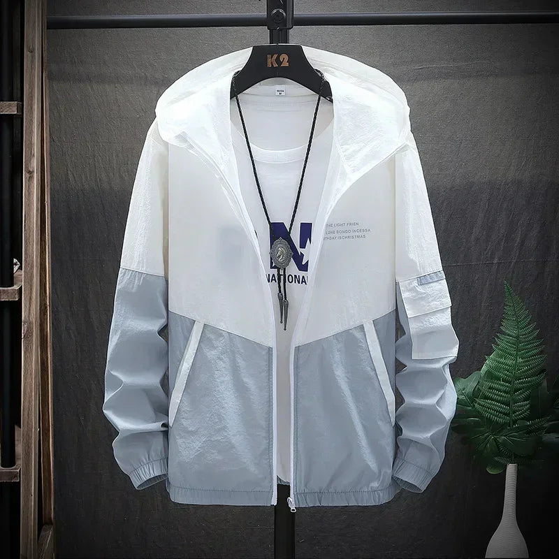 Summer Hooded Jacket Men Women Waterproof Sun Protection Clothing Fishing Hunting Clothes Quick Dry Skin Patchwork Windbreaker