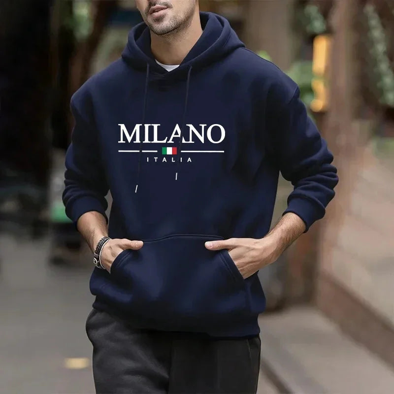 Men's Printed Casual Hoodie — Outdoor Fitness Pullover Sweatshirt