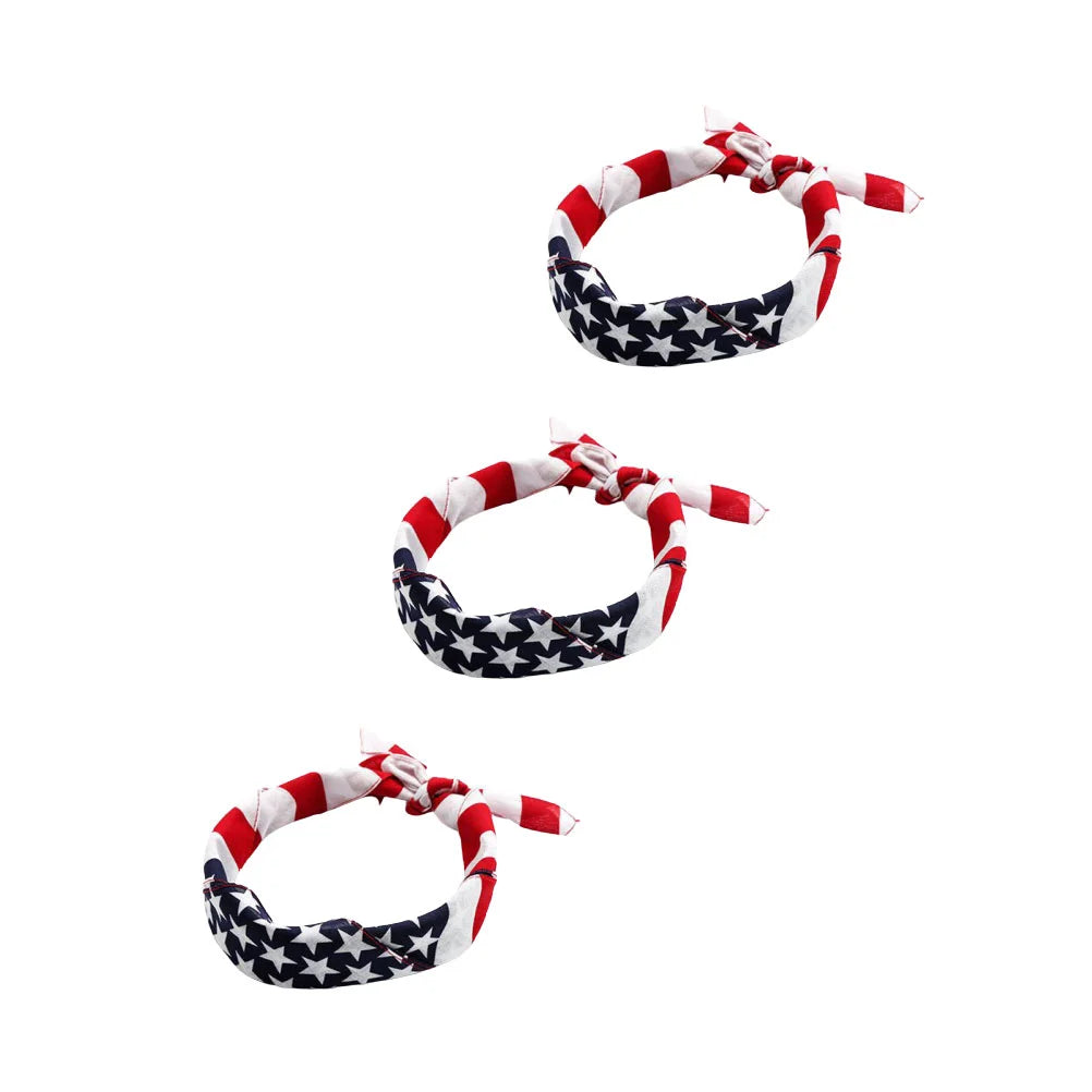 3pcs USA Flag Headscarf Flag Bandanas American Flag Headband Hip Hop Headscarf Patriotic Headwear 4th of July