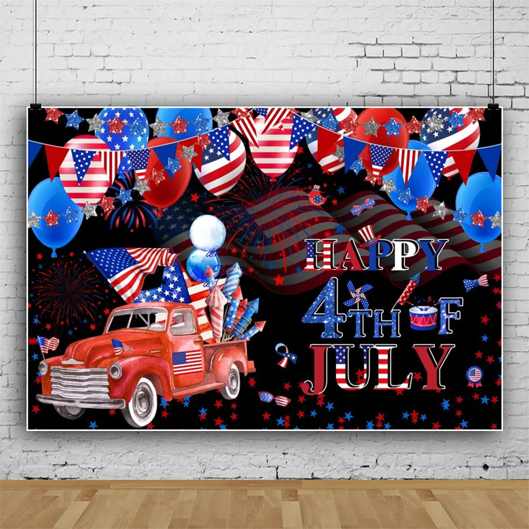 July 4th Independence Day Theme Background USA Flag Star Balloon Celebration Party Decoration Banner Photo Shoot Props Gifts