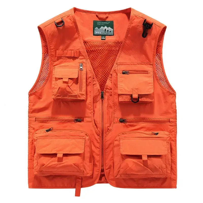 Summer Men Unloading  Vest Coat Casual Men's Photographer Waistcoat Mesh Work Sleeveless Jacket Tools Pocket Vest 6XL