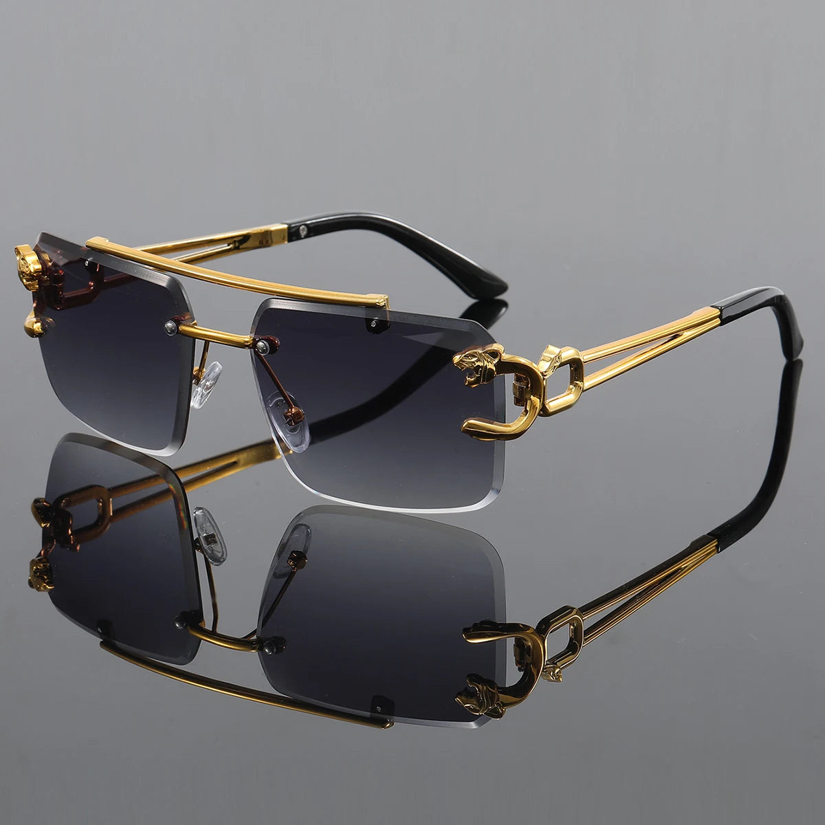 1pc Unisex Casual Hollow Out Design Retro Rimless Square Glasses For Daily Life Outdoor Vacation Beach Street-Photography