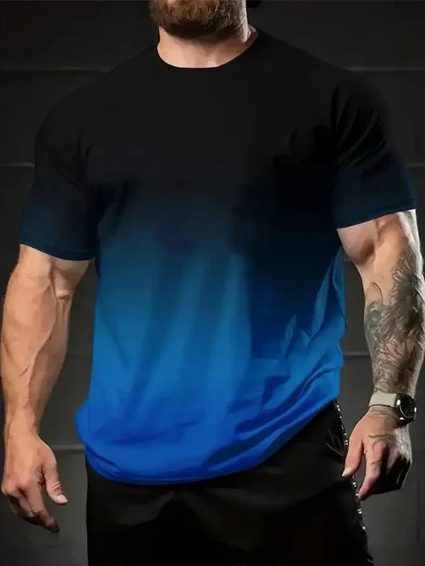 Summer Men Clothes Short Sleeve Round Neck Tops T Shirt Men Casual Fashion Fitness Running Sport Tops High Elasticity