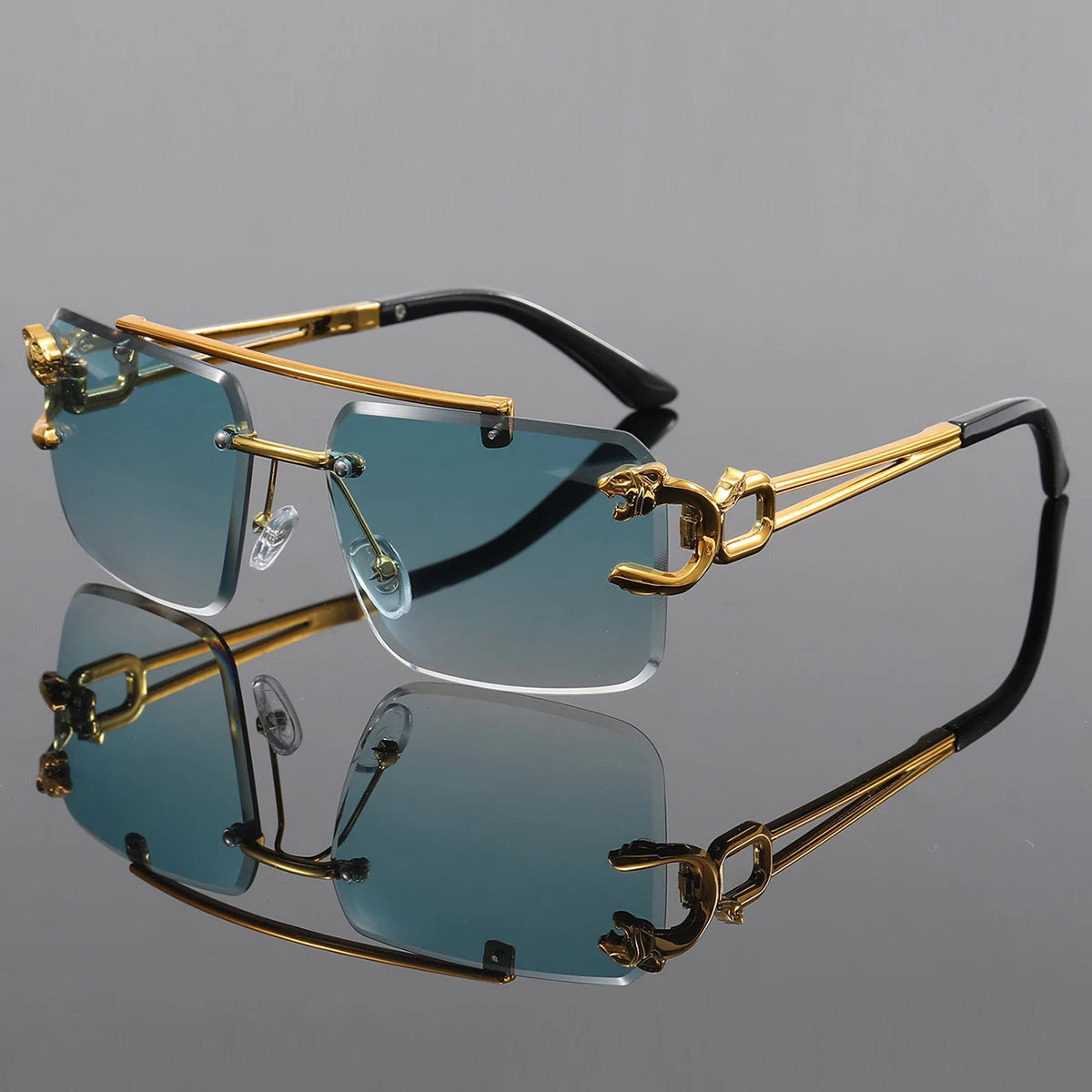 1pc Unisex Casual Hollow Out Design Retro Rimless Square Glasses For Daily Life Outdoor Vacation Beach Street-Photography