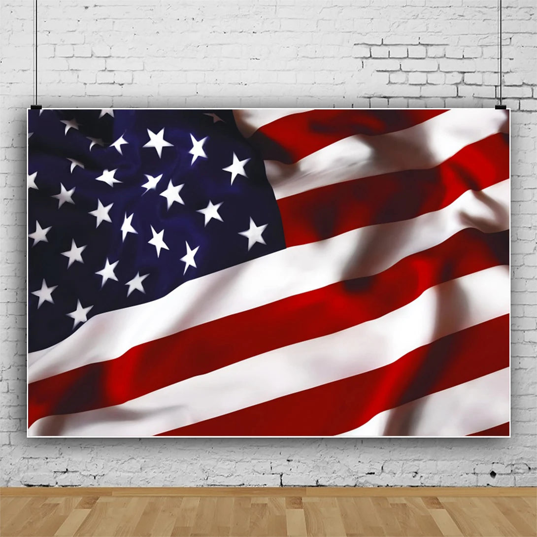 July 4th Independence Day Theme Background USA Flag Star Balloon Celebration Party Decoration Banner Photo Shoot Props Gifts