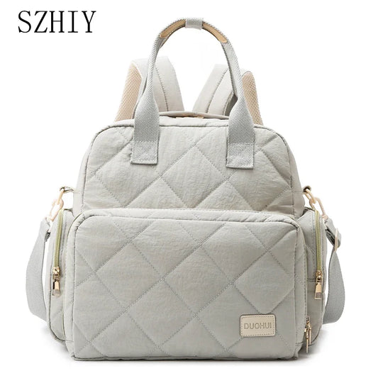Fashionable Mommy Bag Women Waterproof Backpack Large Capacity Travel Multi Layer Pocket Shoulder Luggage Insert Pocket Oxford