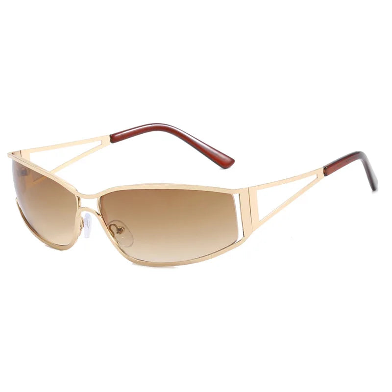 Latest Hollow Out Y2K Sunglasses Women Trendy Gradient 2000'S Wrap Around Sun Glasses Brand Steampunk Shades Mirror Eyeglasses