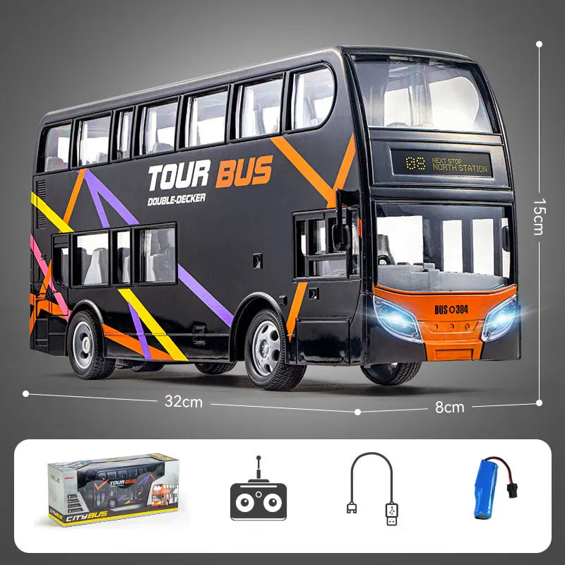 RC Bus 2.4G Remote Control Car Double-decker Stretch Electric Bus 3km/h With LED Sound RC Electronic Vehicle Toy Kids Boy Gift
