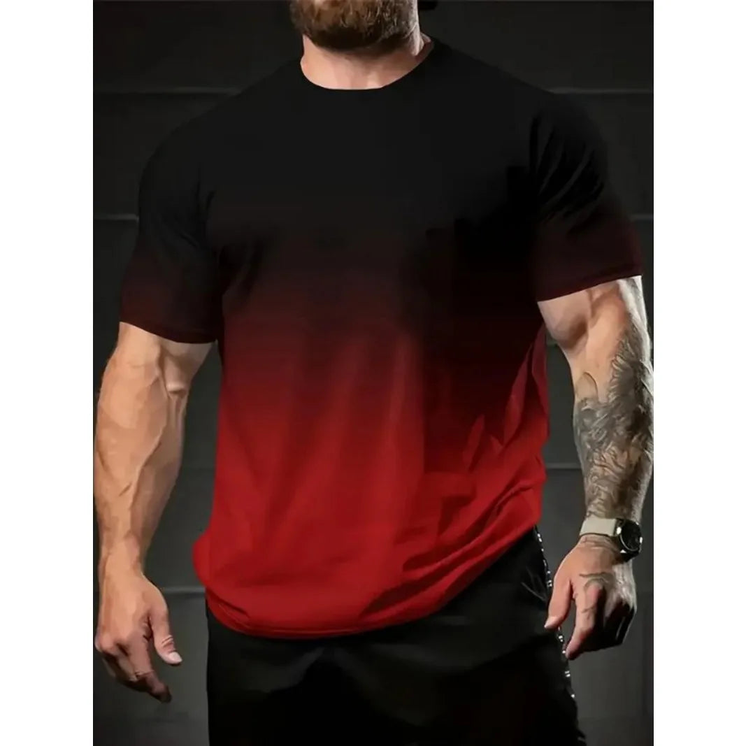 Summer Men Clothes Short Sleeve Round Neck Tops T Shirt Men Casual Fashion Fitness Running Sport Tops High Elasticity