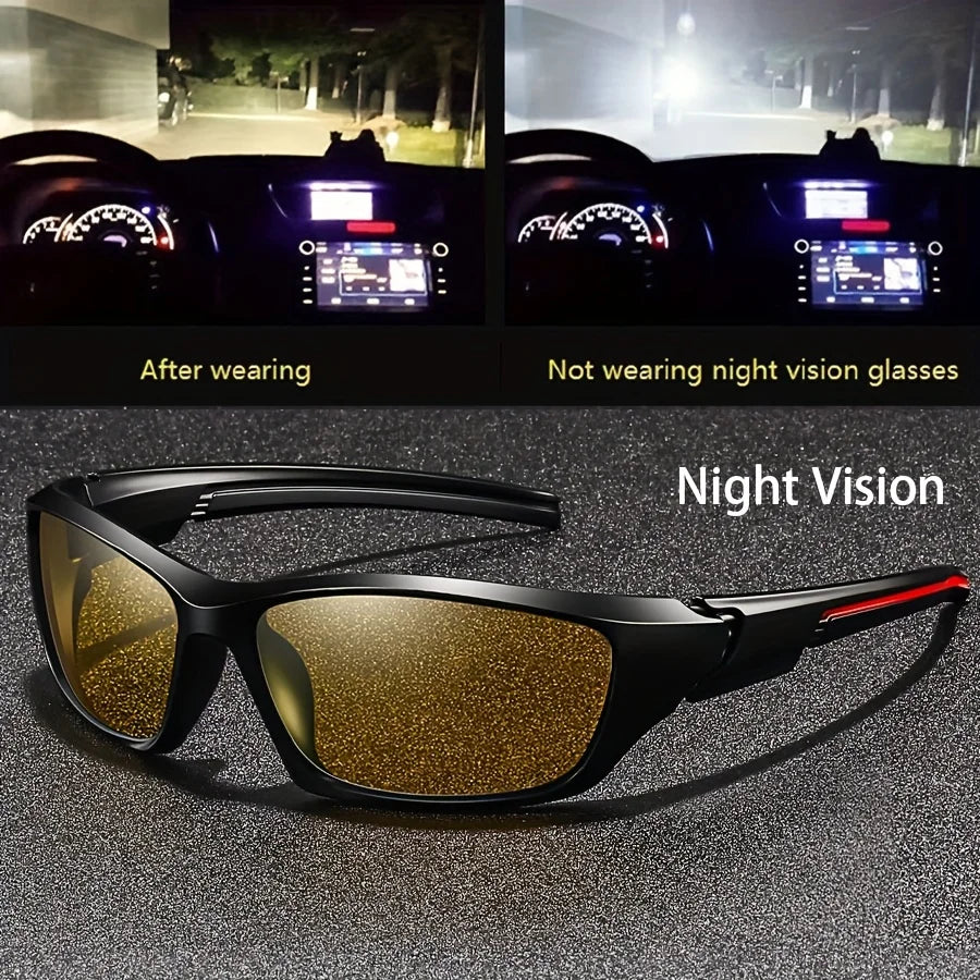 Square Yellow Night Vision Anti-Glare Goggles for Men Women Driving Fishing Beach Sunglasses Protection Polycarbonate Glasses