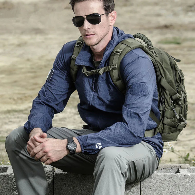Lightweight Waterproof Tactical Jacket Men's Summer Breathable Thin Hoody Raincoat Hunting Portable Windbreaker Skin Jackets