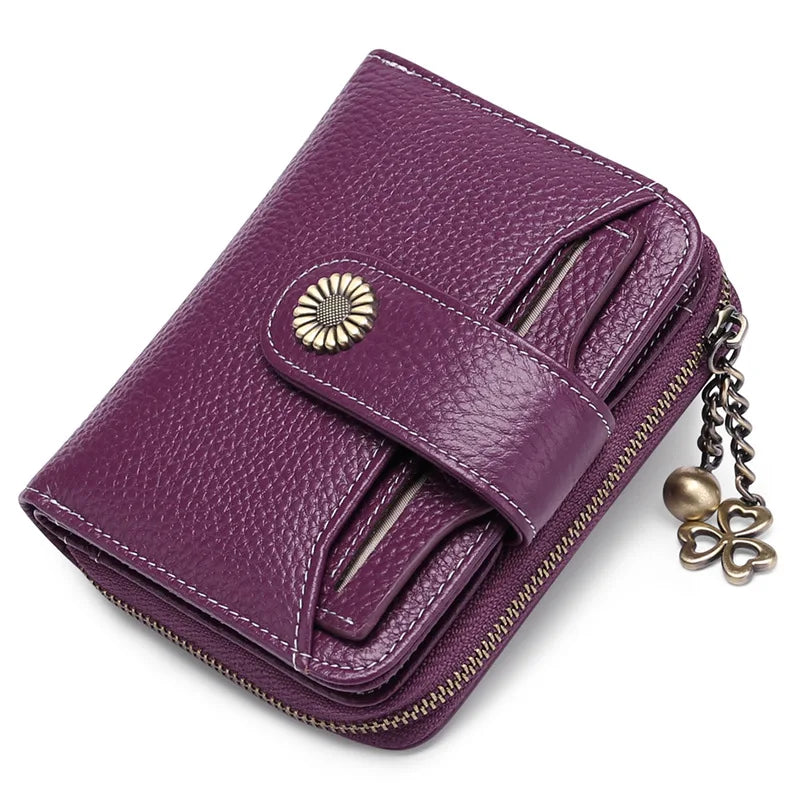 2025 Luxury Women Wallet Lady Split Leather Vintage Bifold Purse Female RFID Card Holder RetroCoins Bag Gift for Mom Box Packing
