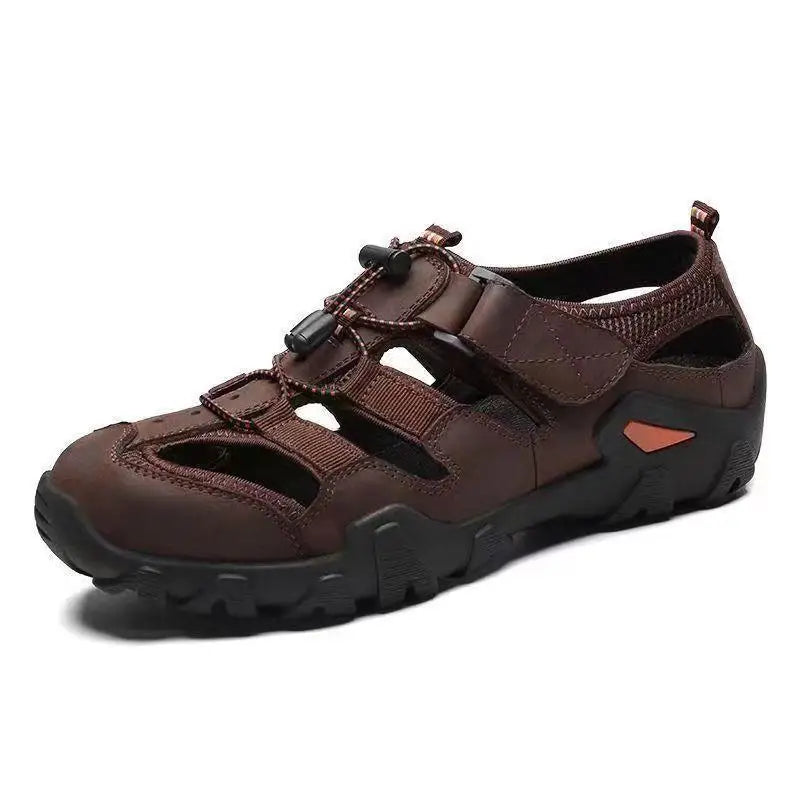 New Summer Mens  Sandals Genuine Leather Antiskid Breathable Outdoor Sandalias Trekking Casual Beach Shoe Male Loafers Big Size