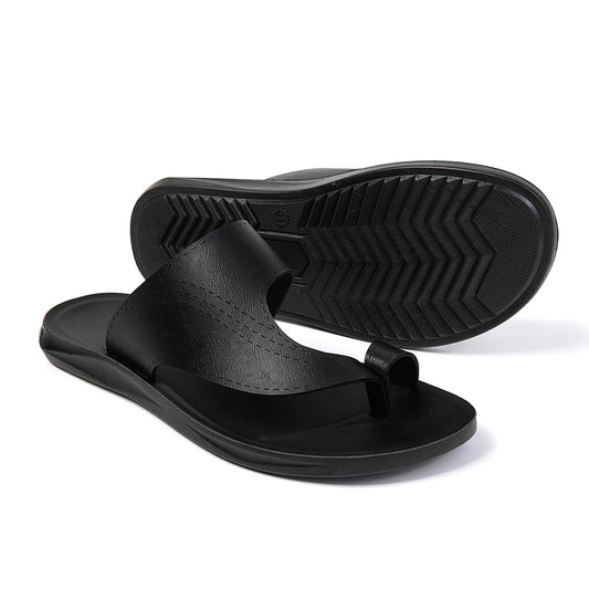 Summer Sandals High Quality Leather Men Bare Toe Slippers Men Shoes Slip on Casual Shoes Outdoor Mens Slides Comfy Beach Sandals