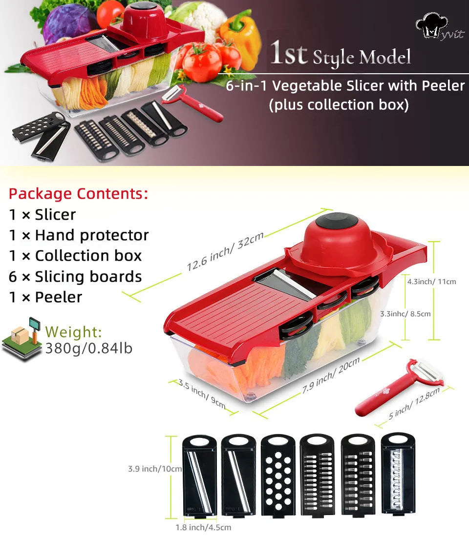 Multifunctional Vegetable Chopper & Grater – 7-Blade Kitchen Slicer Set
