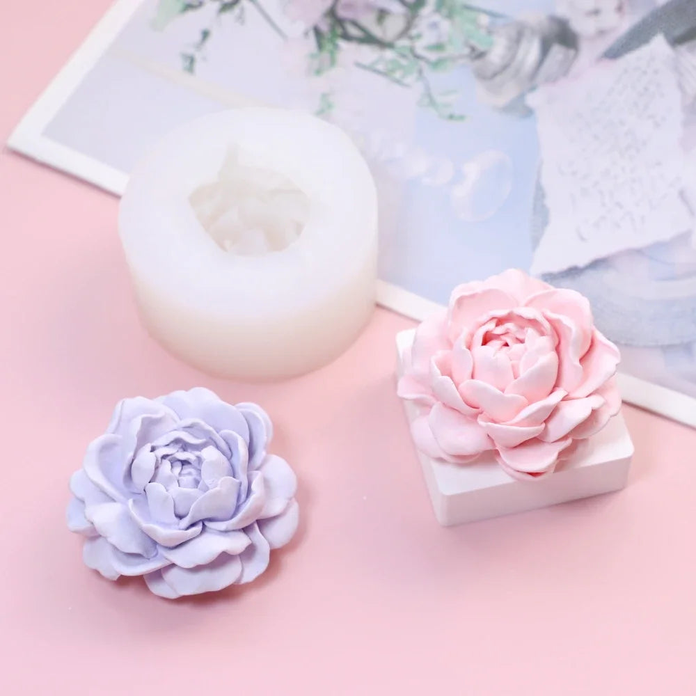 Stack Petal Peony Silicone Candle Molds Jasmine Resin Gypsum Moulds Rose Flower Chocolate Mother’s Day Gifts Birthday Cake Decor
