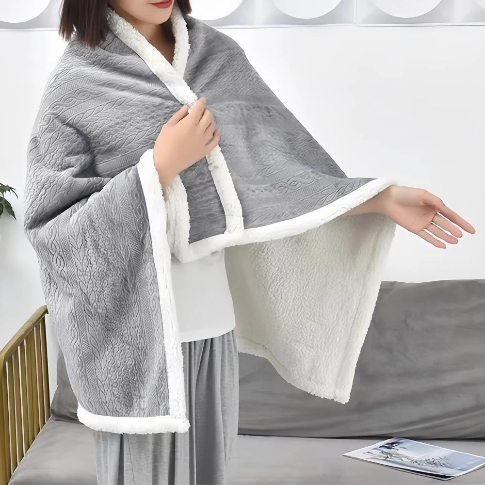 Double Layer Poncho Blanket No Sleeves Easy On Off Drape and Go Shawl Gift for Women Who Have Everything Gifts for Grandma Mom