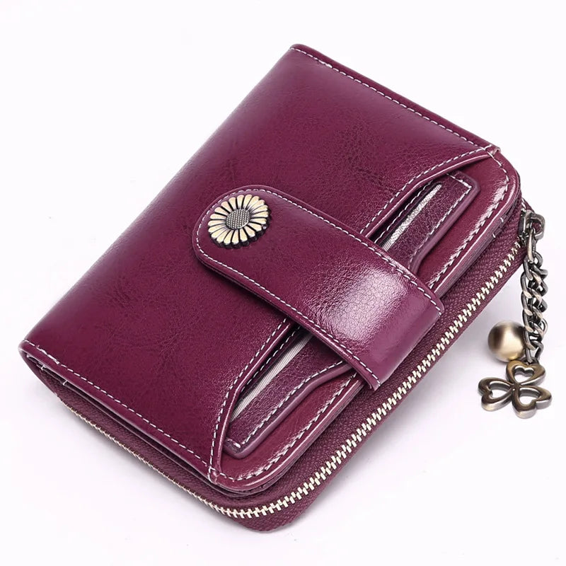 2025 Luxury Women Wallet Lady Split Leather Vintage Bifold Purse Female RFID Card Holder RetroCoins Bag Gift for Mom Box Packing