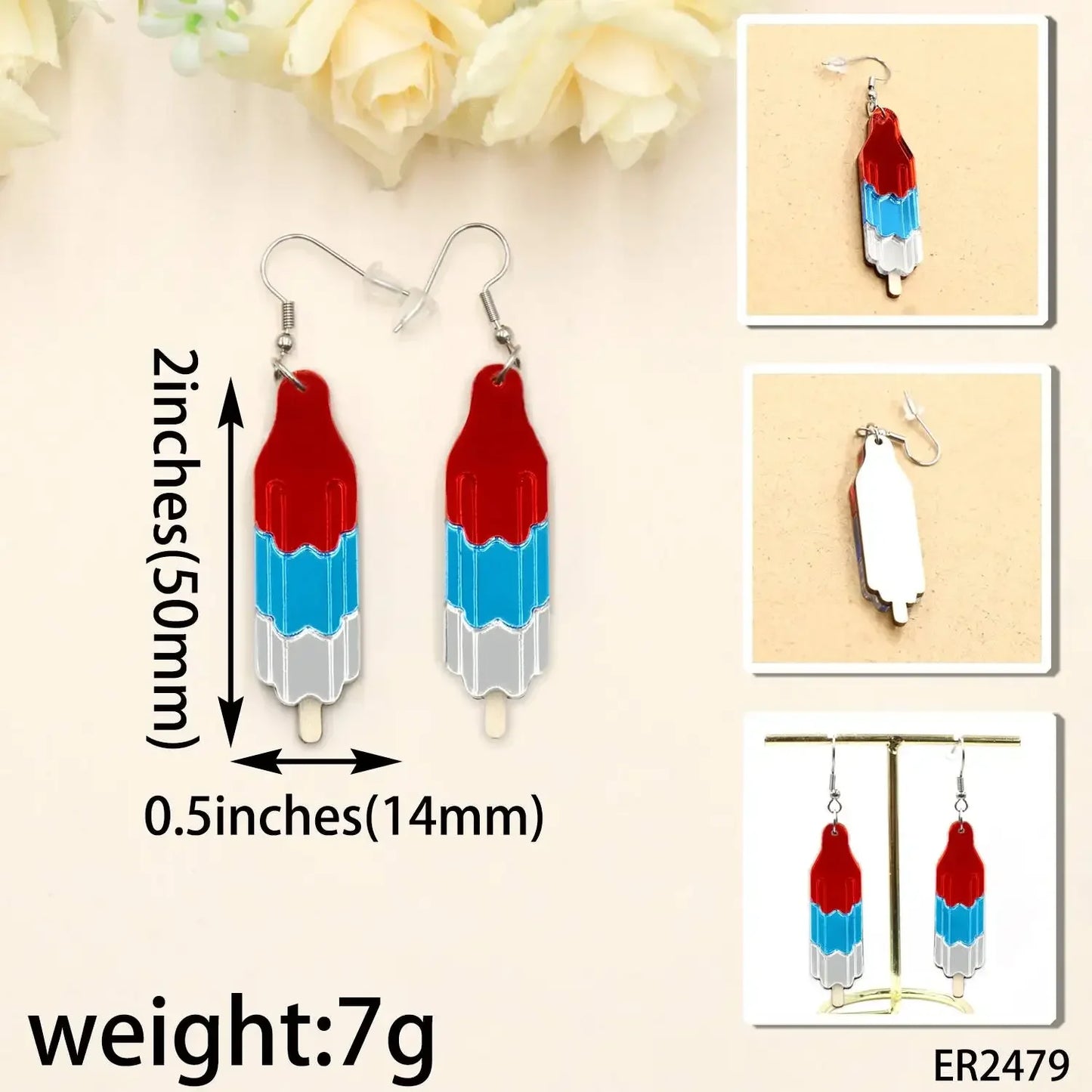 4th of July Independence Day Stud Drop Earrings Hoop Flag TRENDY Acrylic Jewelry For women