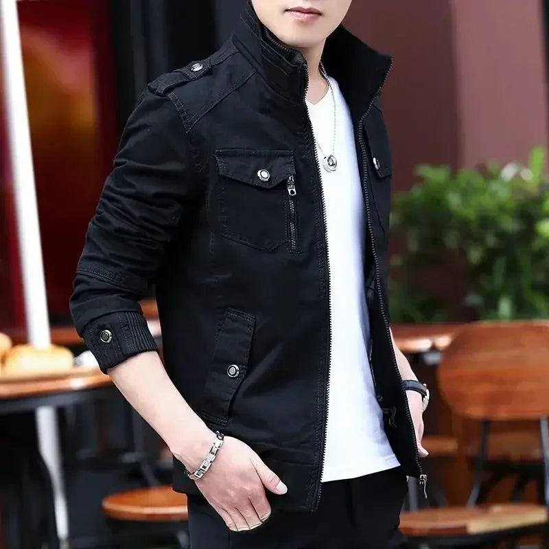 Mens Cargo Jackets New Fashion Bomber Jacket Mens Wear Simple British Style Warm Windproof Jacket and Coat Baseball Jacket Male