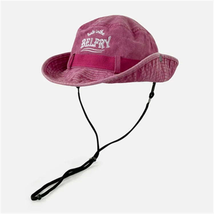 Mountaineering Hat Men's And Women's Vintage Washed Cotton Embroidered Fisherman's Hat Outdoor Sun Protection Western Cowboy Hat