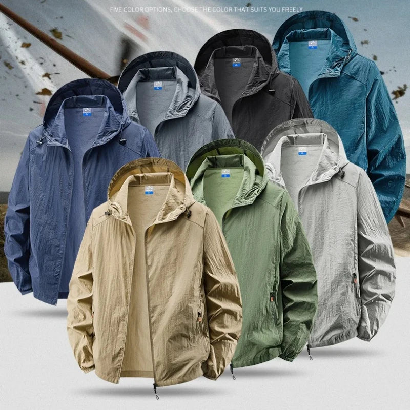 Fast Ship Summer Jackets Men Hooded Windbreaker Coats Camping Sunscreen Clothing Men Ultrathin Fishing Wearing Man Sportswear