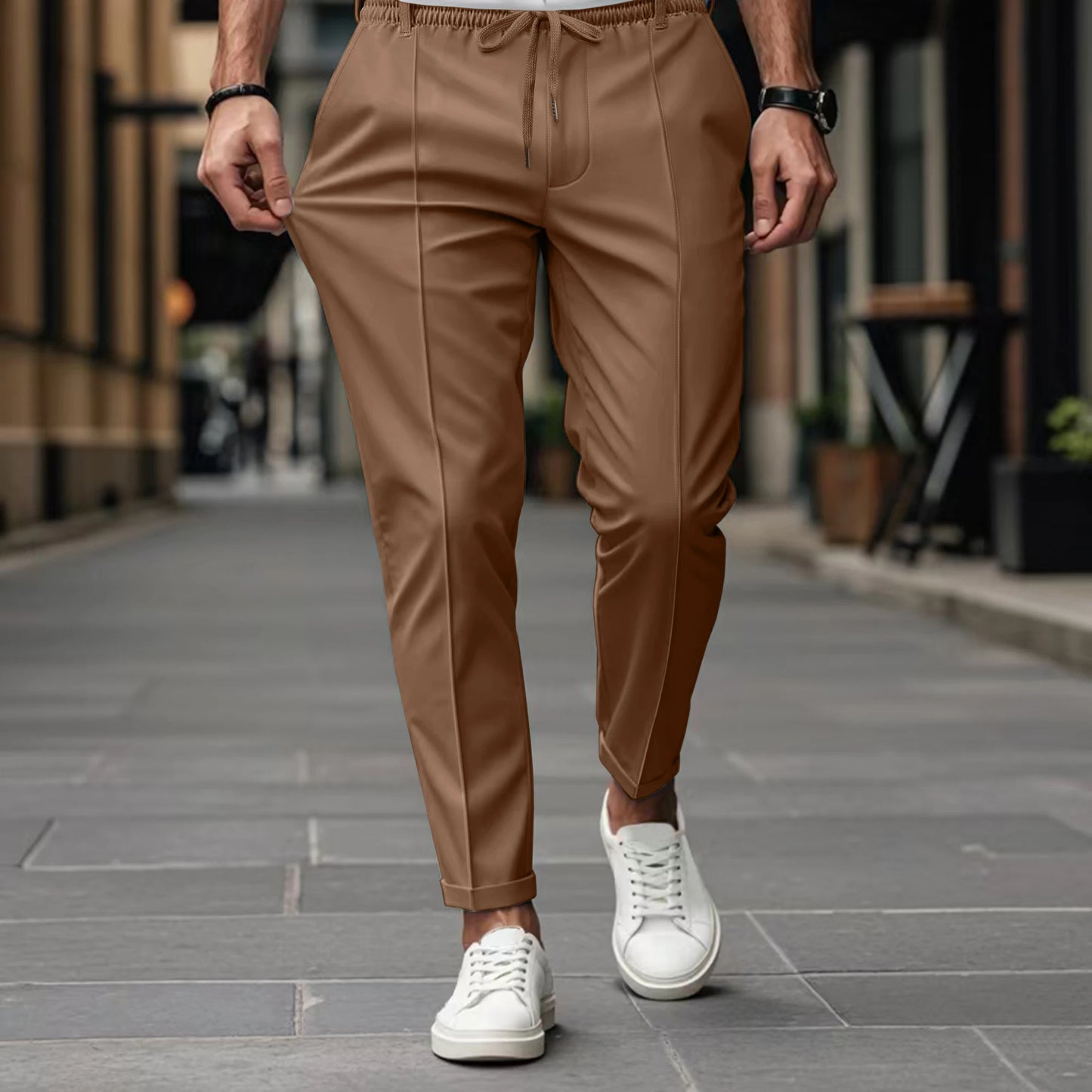 Men's Solid-Color High-Quality Straight-Leg Trousers The New Summer Style Is Fashionable And Comfortable Suitable For Daily Wear