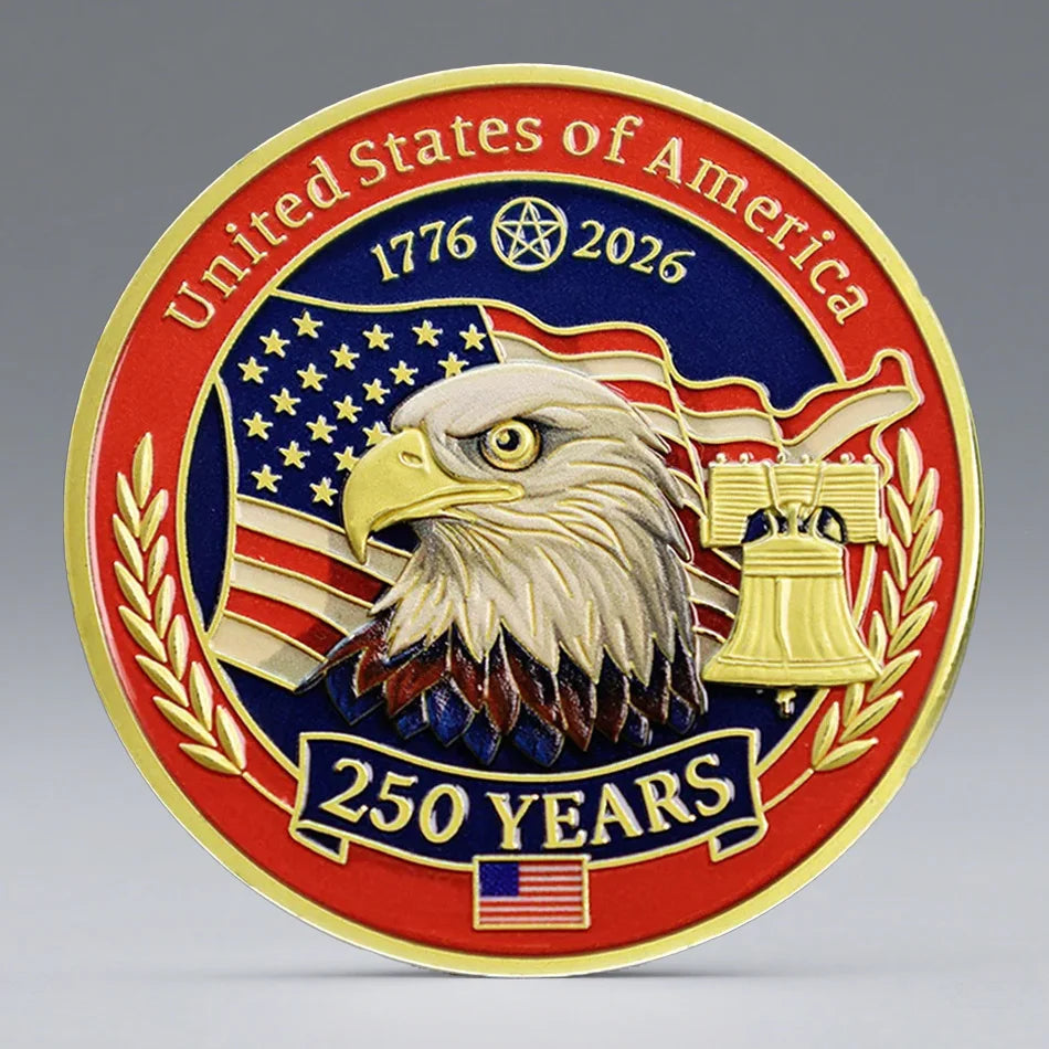 250 Years United States of America Collection Coin 1776-2026 250th Anniversary Gold Plated Souvenir Coin