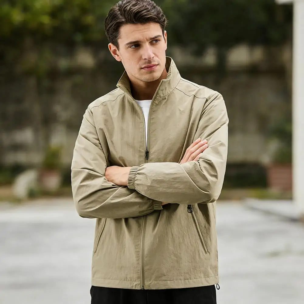 Summer Jackets Men Windbreaker Coats Sports Sunscreen Clothing Men Ultrathin Fishing Wearing Man Stand Collar Zip Up Coats