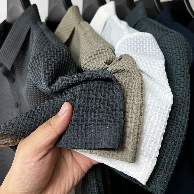 Brand Clothes Summer New Men's Short Sleeve T-shirt Ice Silk Cool and Breathable POLO Shirt Business Casual Sweat-absorbing Top