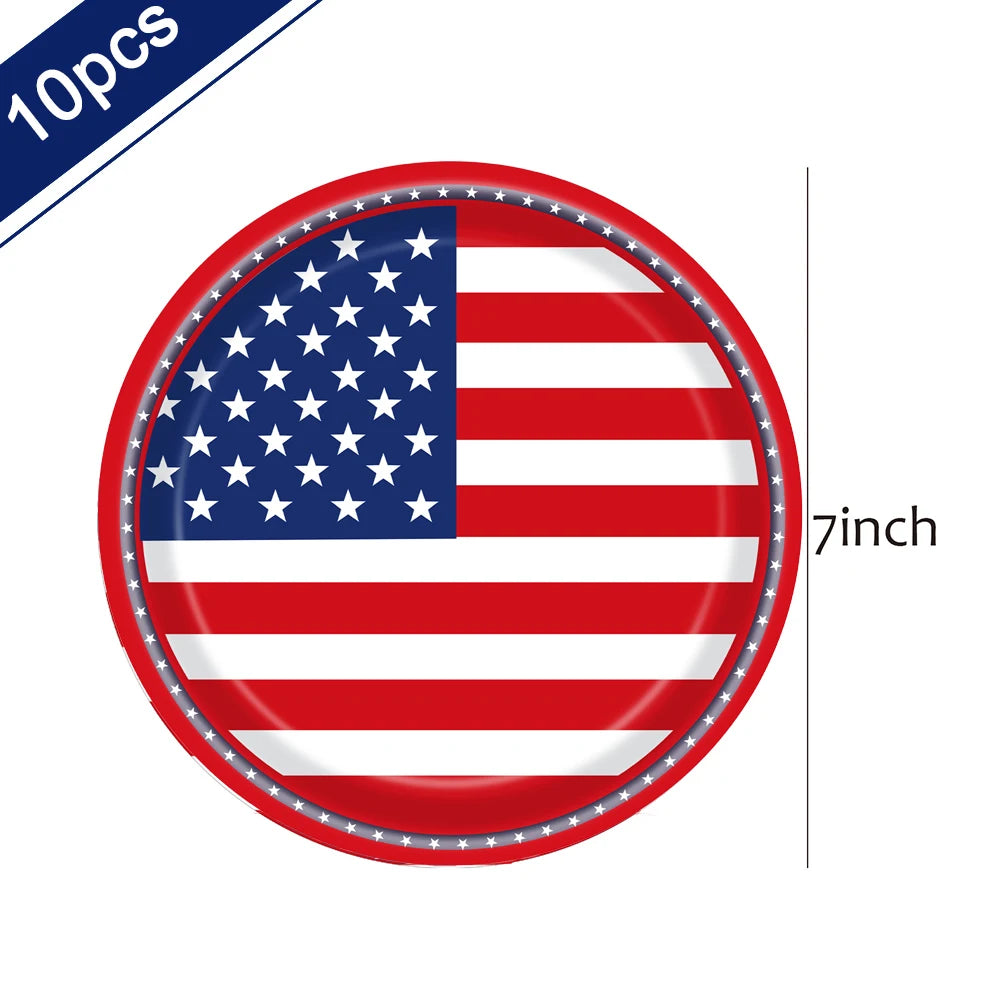 American Party Decorations Independence Day Supplies Banner Balloons Plates For USA 4th Of July Patriotic Theme Party Supplies