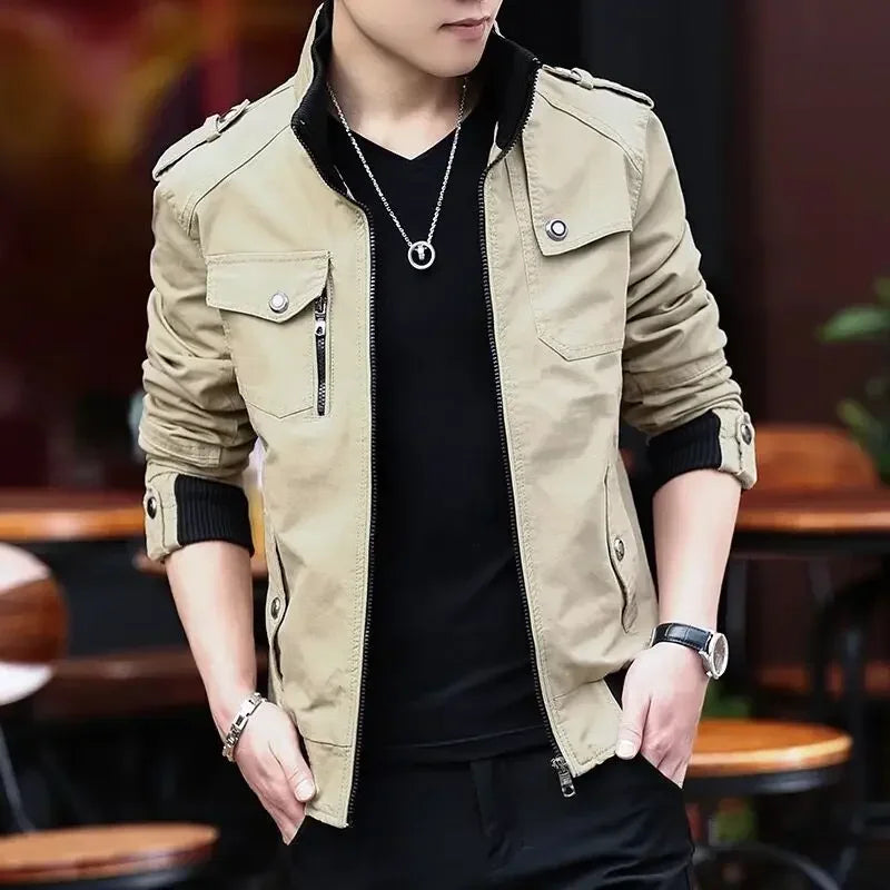 Mens Cargo Jackets New Fashion Bomber Jacket Mens Wear Simple British Style Warm Windproof Jacket and Coat Baseball Jacket Male