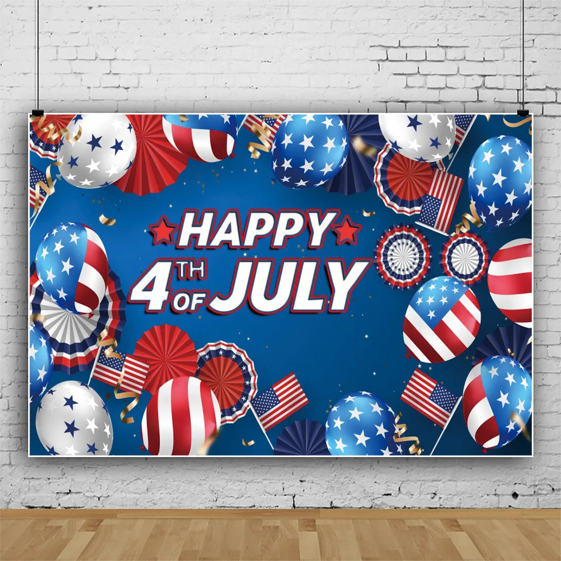 July 4th Independence Day Theme Background USA Flag Star Balloon Celebration Party Decoration Banner Photo Shoot Props Gifts