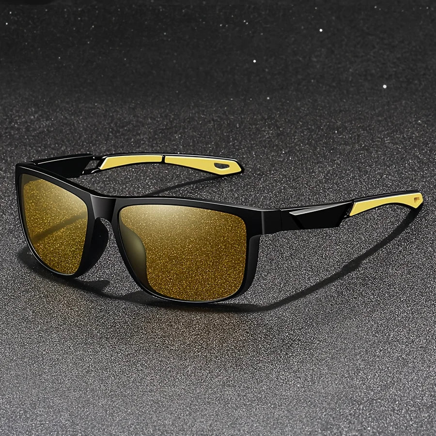 Square Yellow Night Vision Anti-Glare Goggles for Men Women Driving Fishing Beach Sunglasses Protection Polycarbonate Glasses