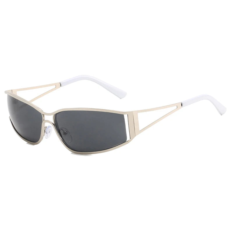 Latest Hollow Out Y2K Sunglasses Women Trendy Gradient 2000'S Wrap Around Sun Glasses Brand Steampunk Shades Mirror Eyeglasses